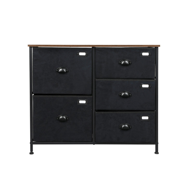 Black Chest of 5 Drawers Storage Cabinet