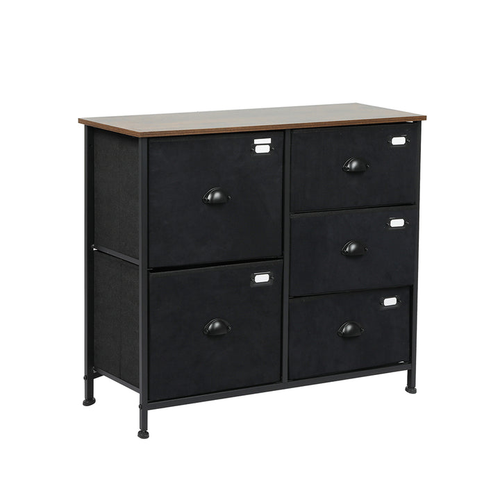 Black Chest of 5 Drawers Storage Cabinet