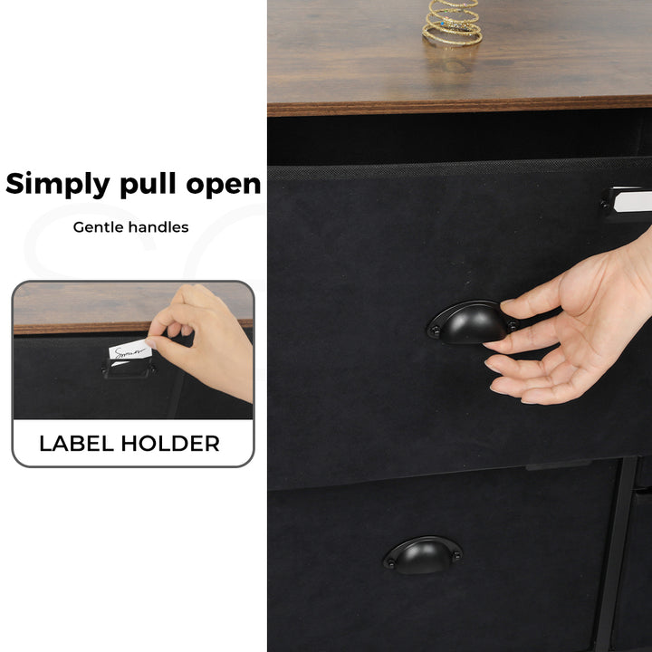 Black Chest of 5 Drawers Storage Cabinet 