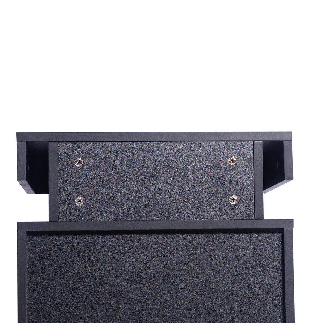 Black Modern Contemporary Bedside Table  back side