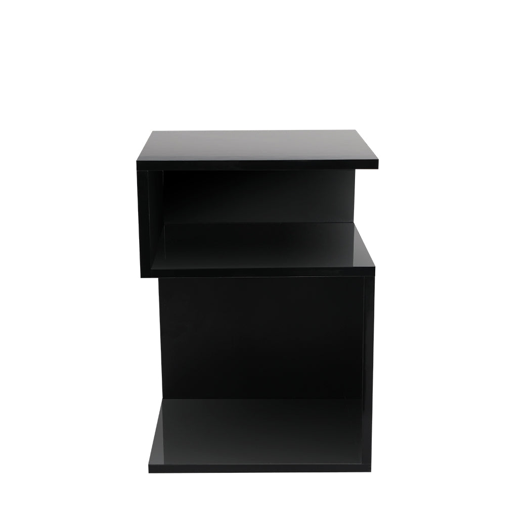 S Shape Bedside Tables with Shelf – Levede
