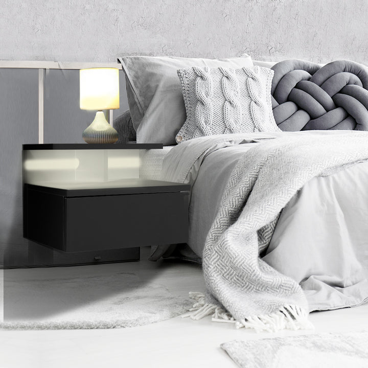 Black Wall-Mounted Floating Bedside Table 10