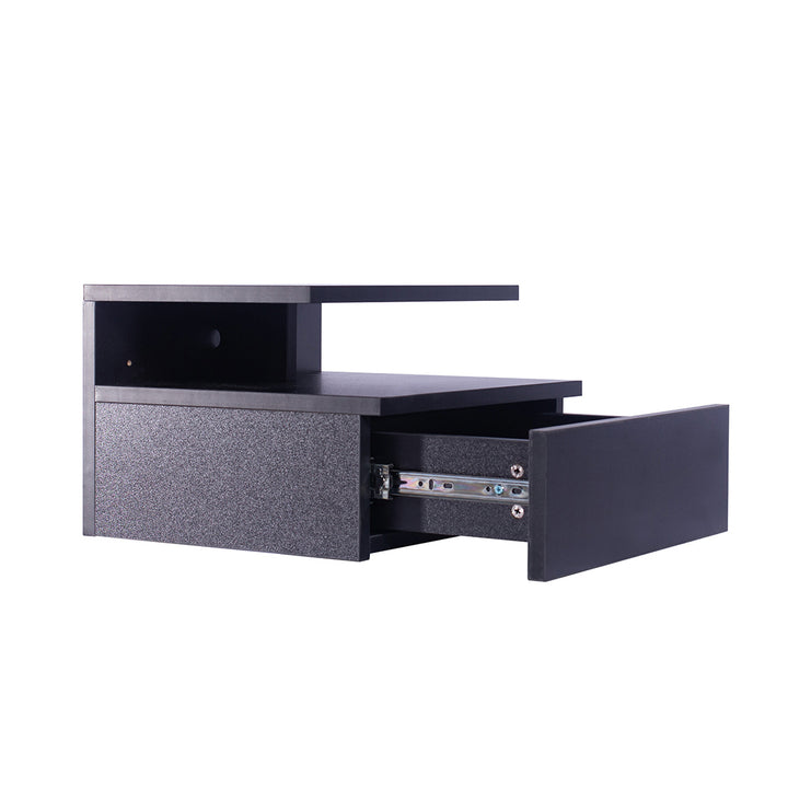 Black Wall-Mounted Floating Bedside Table 