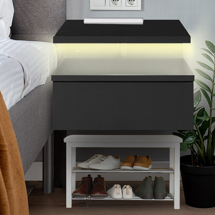 Black Wall-Mounted Floating Bedside Table 