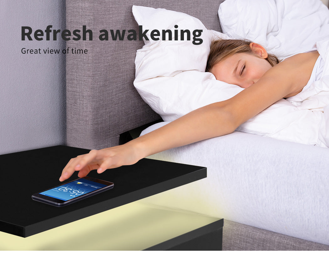 Black Wall-Mounted Floating Bedside Table 