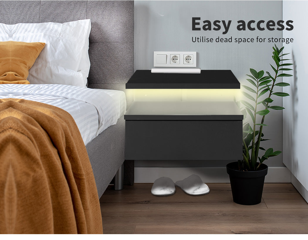 Black Wall-Mounted Floating Bedside Table 6