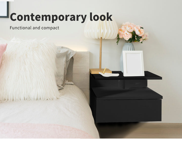 Black Wall-Mounted Floating Bedside Table 7
