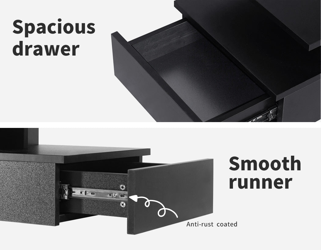 Black Wall-Mounted Floating Bedside Table 9