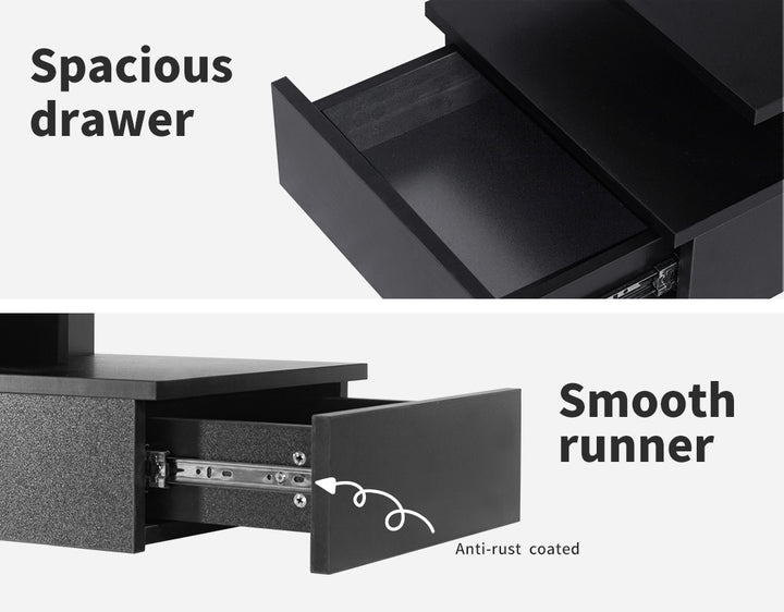 Black Wall-Mounted Floating Bedside Table 9
