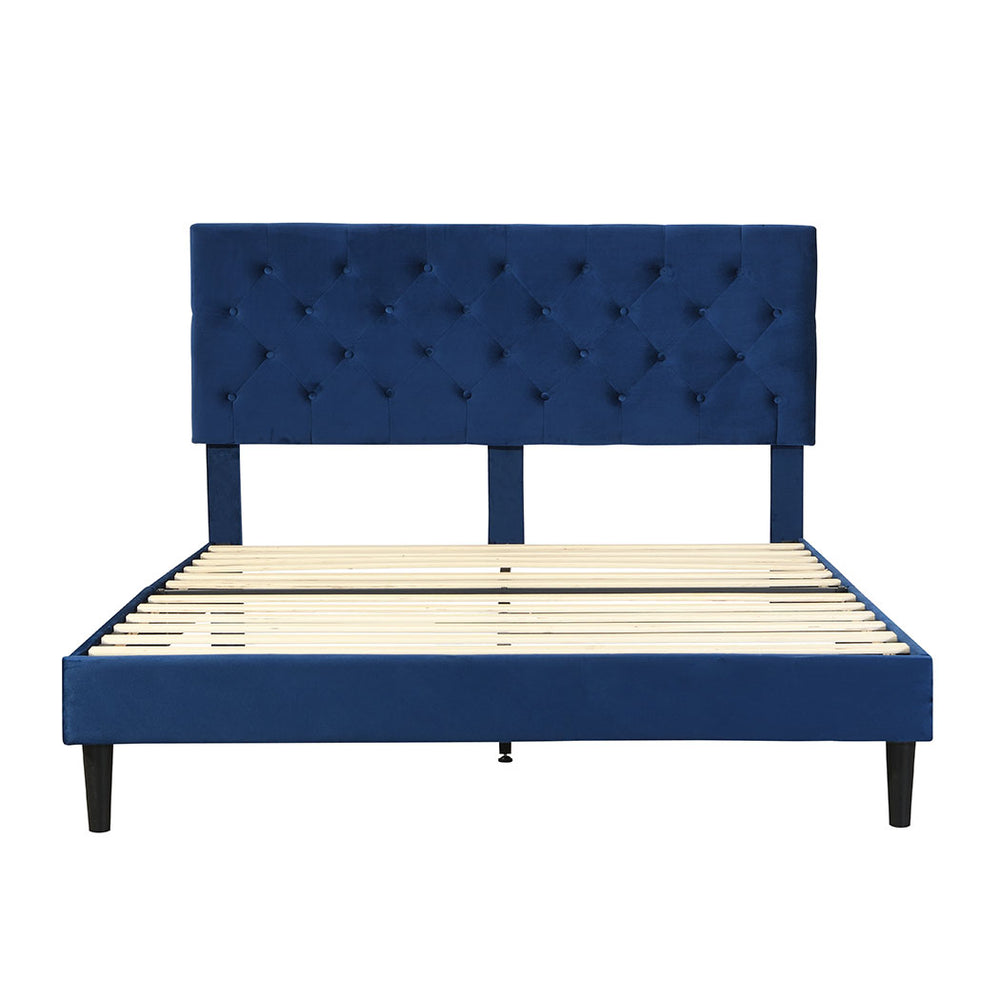 Bed Frame with Velvet Headboard