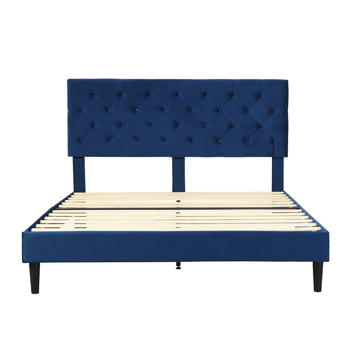 Bed Frame with Velvet Headboard