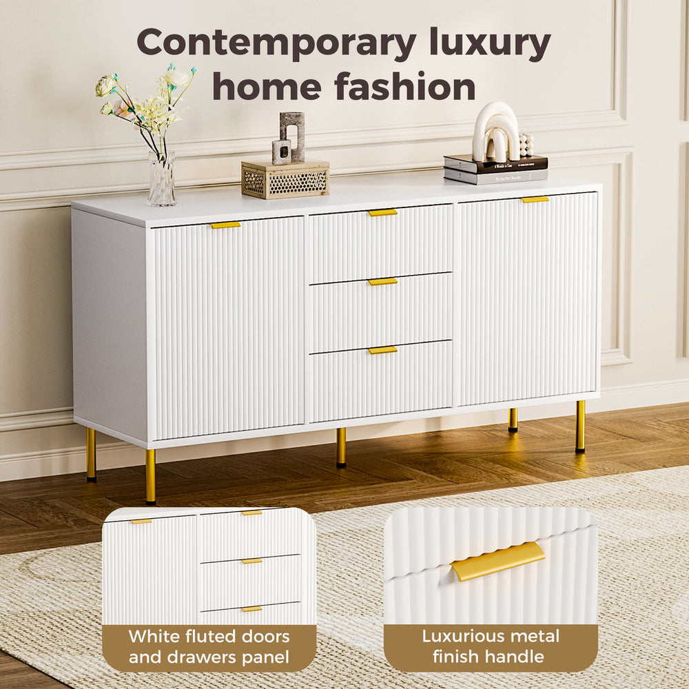 Levede Buffet Sideboard Pantry Cupboard Cabinet Storage Shelves 3 Drawer 2 Door