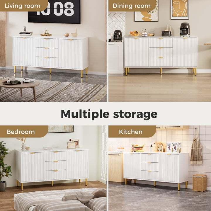 Levede Buffet Sideboard Pantry Cupboard Cabinet Storage Shelves 3 Drawer 2 Door 