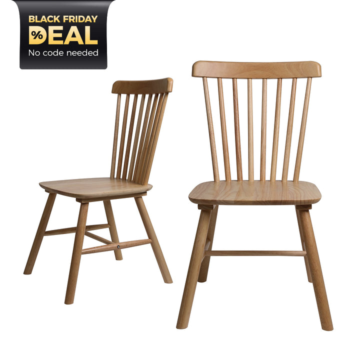 2x Dining Chairs Kitchen Windsor Oak and Black