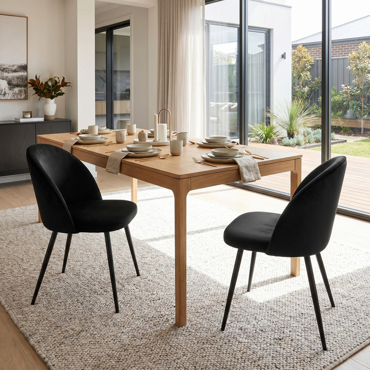 2x Dining Chairs Kitchen Cafe Black