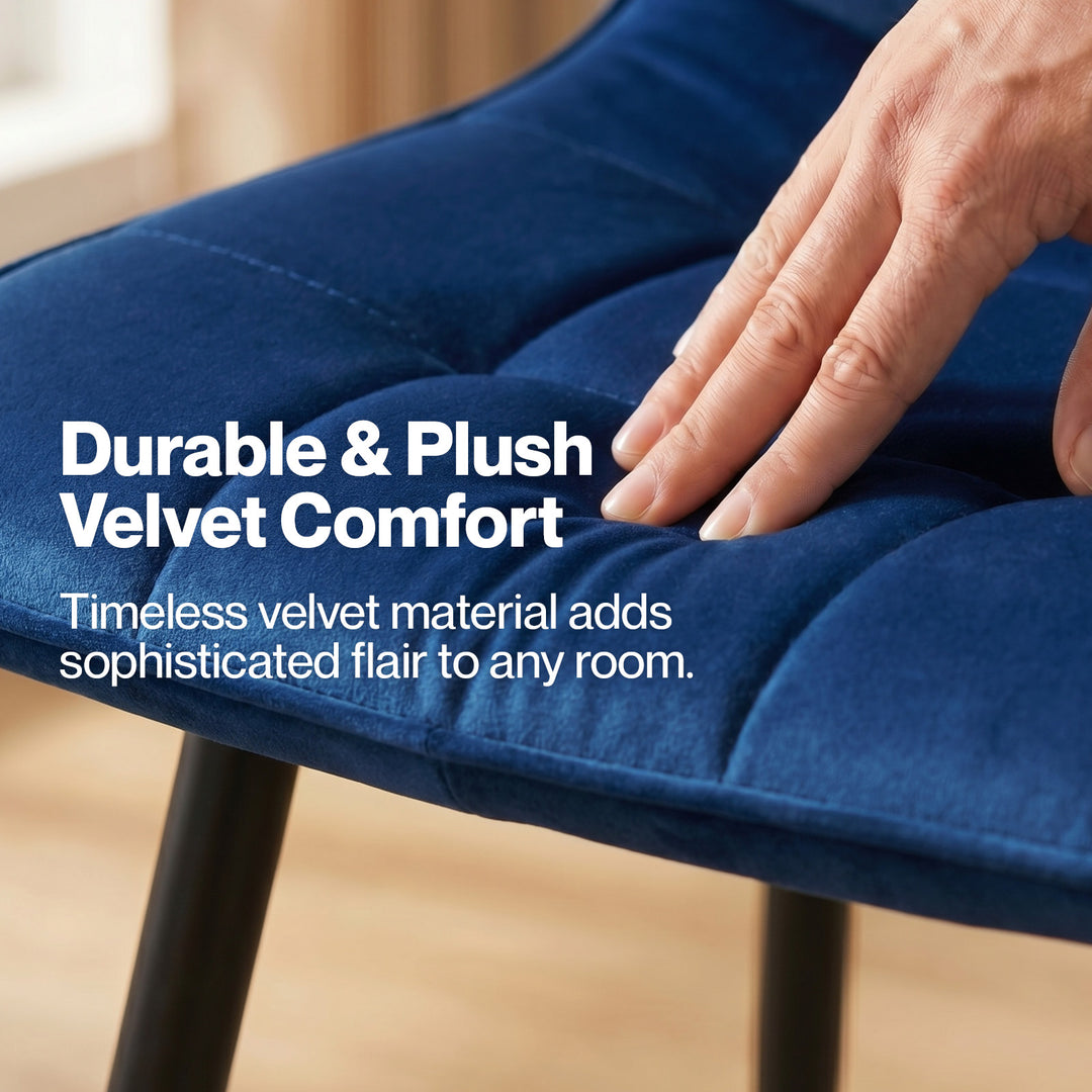 4x Dining Chairs Kitchen Velvet Blue
