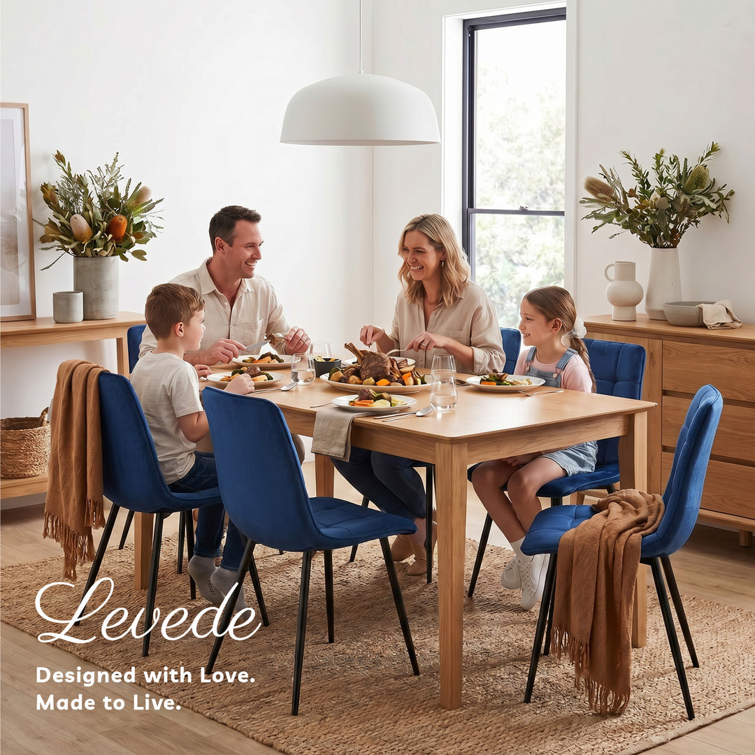 4x Dining Chairs Kitchen Velvet Blue