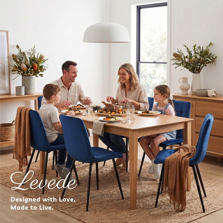 4x Dining Chairs Kitchen Velvet Blue