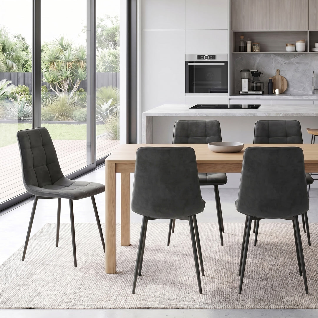 4x Dining Chairs Kitchen Velvet Grey