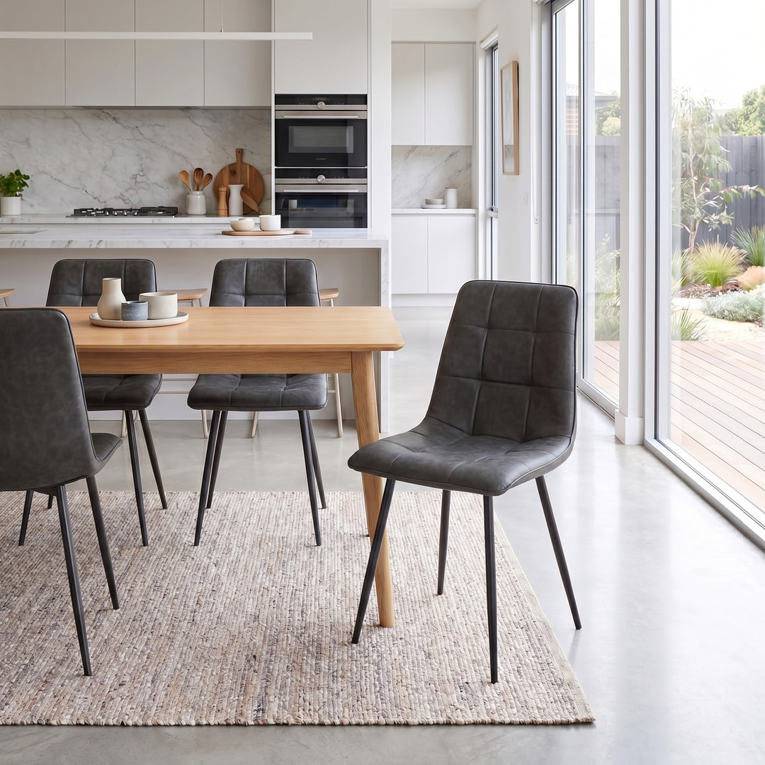 Grey Leather Dining Chairs Set of 4