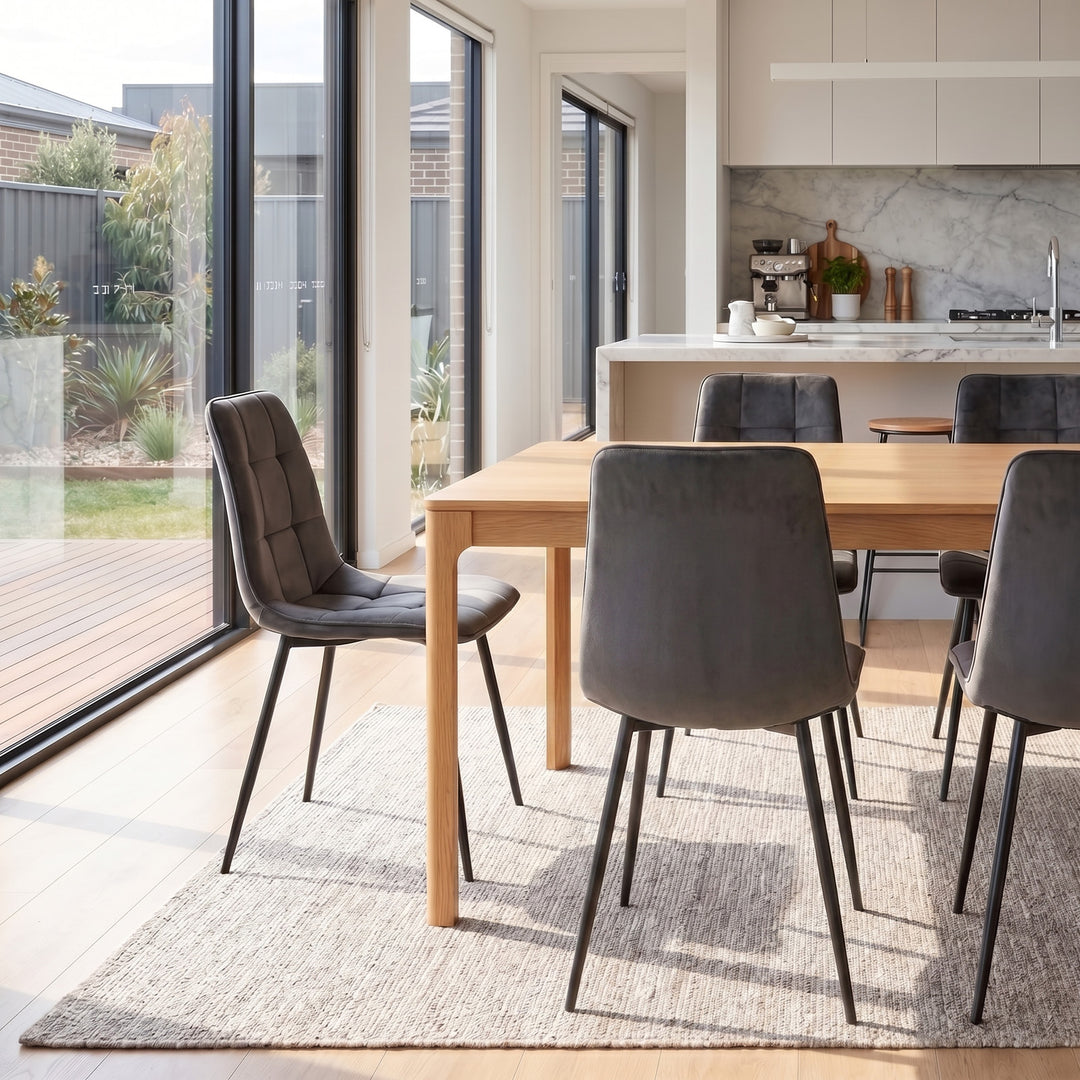 Grey Leather Dining Chairs Set of 4