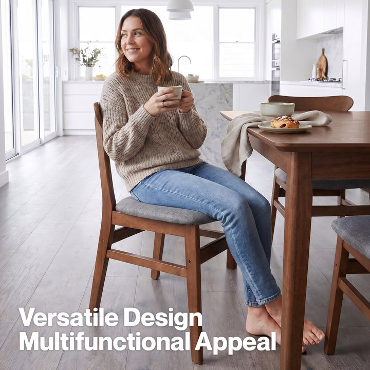 Linen Dining Chairs – Natural Wood Frame