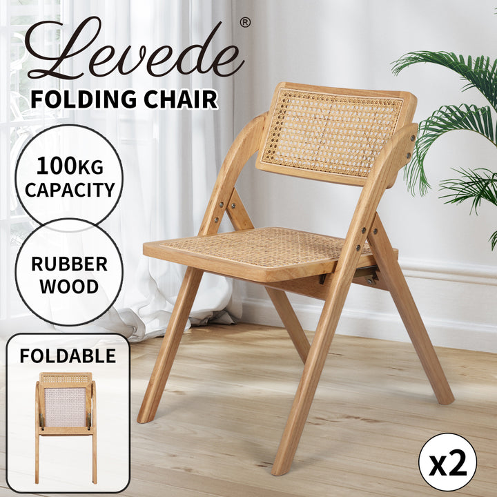 Levede 2X Foldable Accent Rattan Dining Chairs - Levede