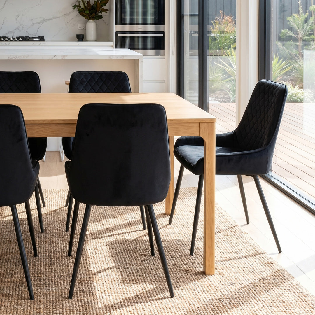 4x Dining Chairs Kitchen Chair Lounge Padded Room Seat Soft Velvet Black