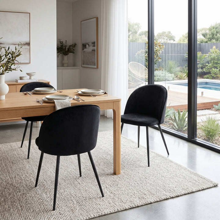 2x Dining Chairs Kitchen Cafe Black