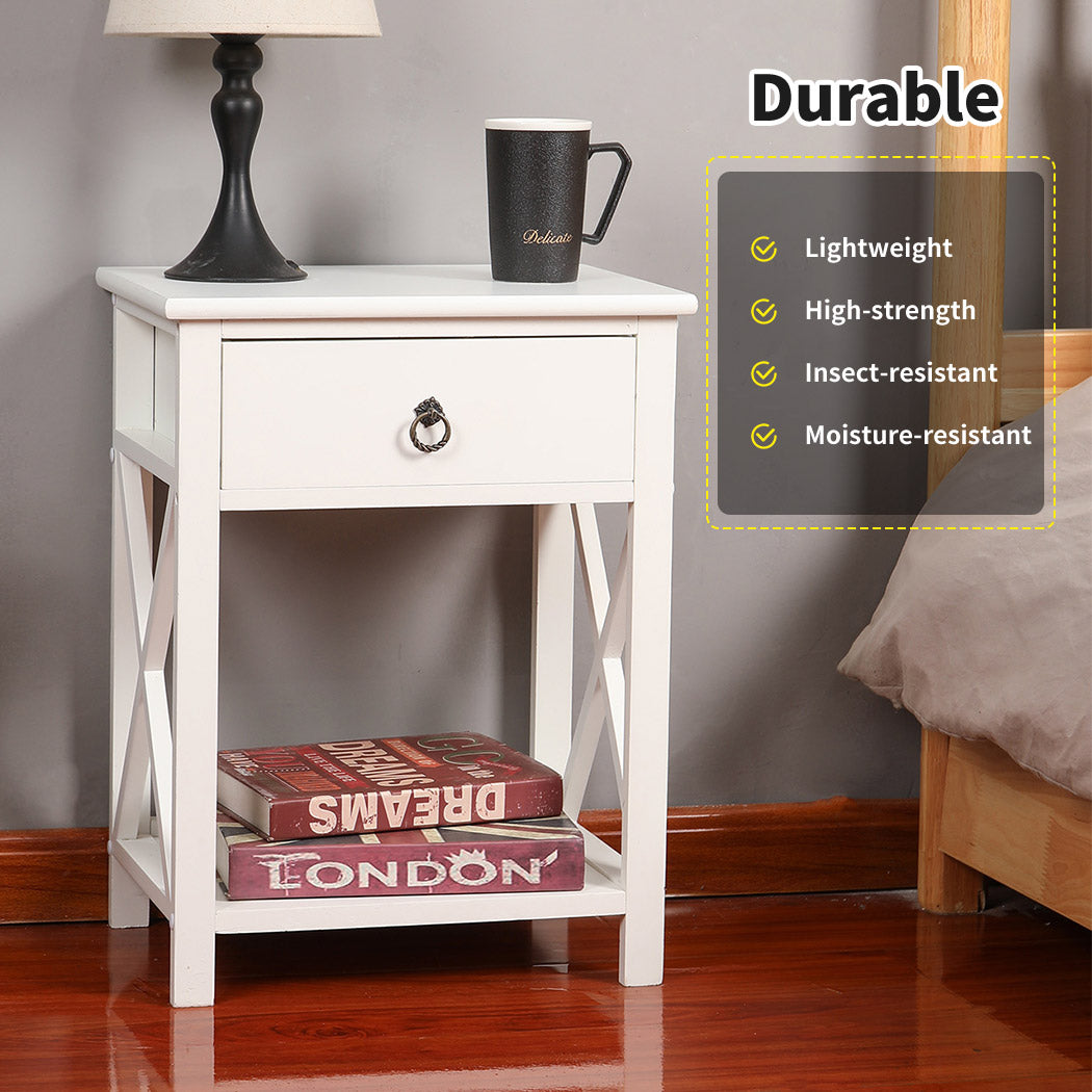 Classic 1-Drawer Bedside Table next to bed