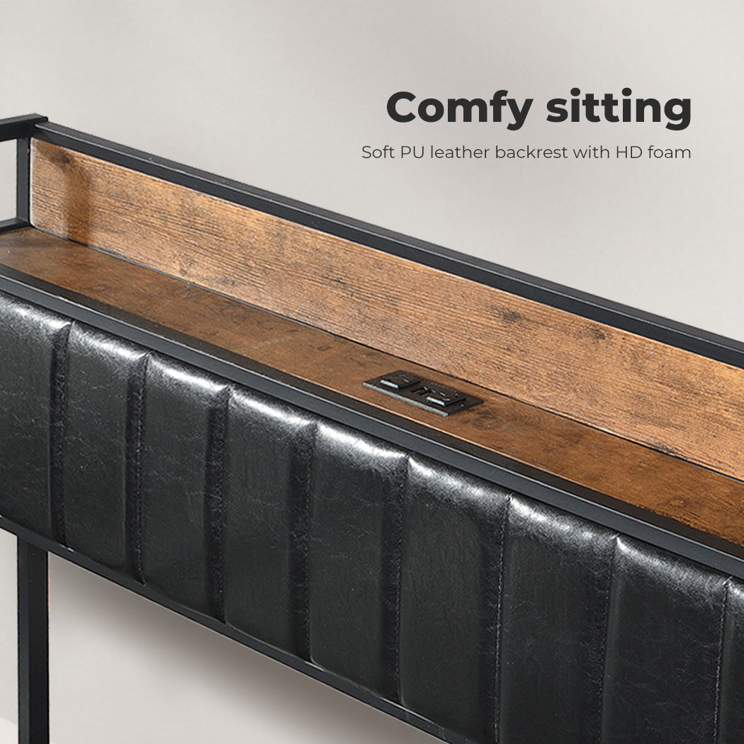 Comfy Levede Queen Bed Frame with PU leather backrest 