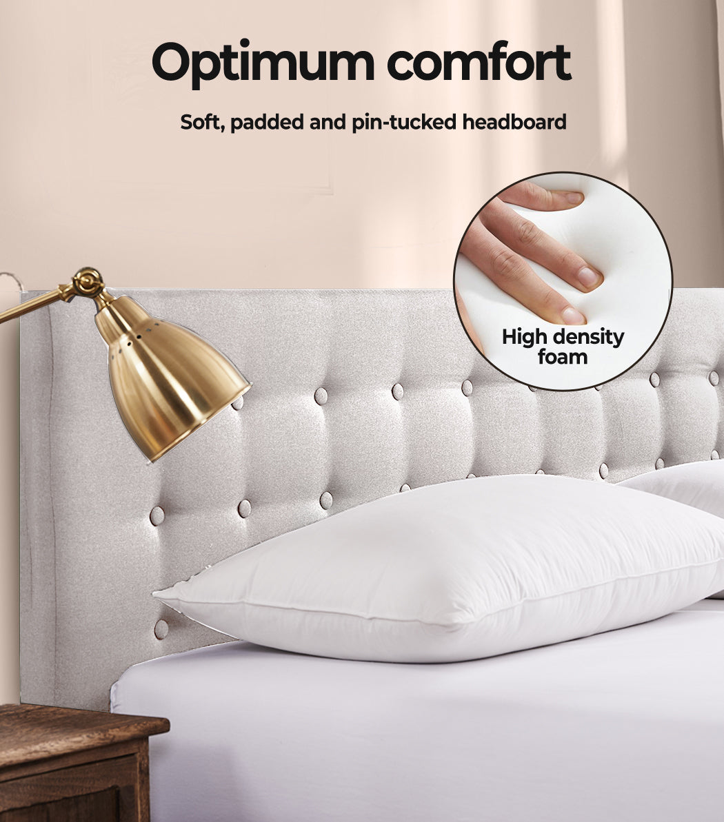 High Density Foam in Double Bed Frame Gas Lift Beige -