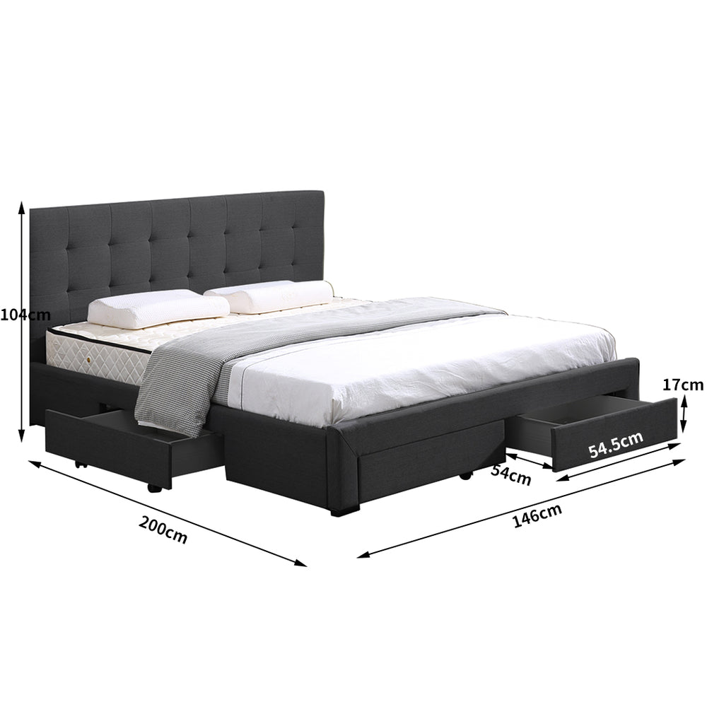 Double Fabric Bed Frame with Storage 