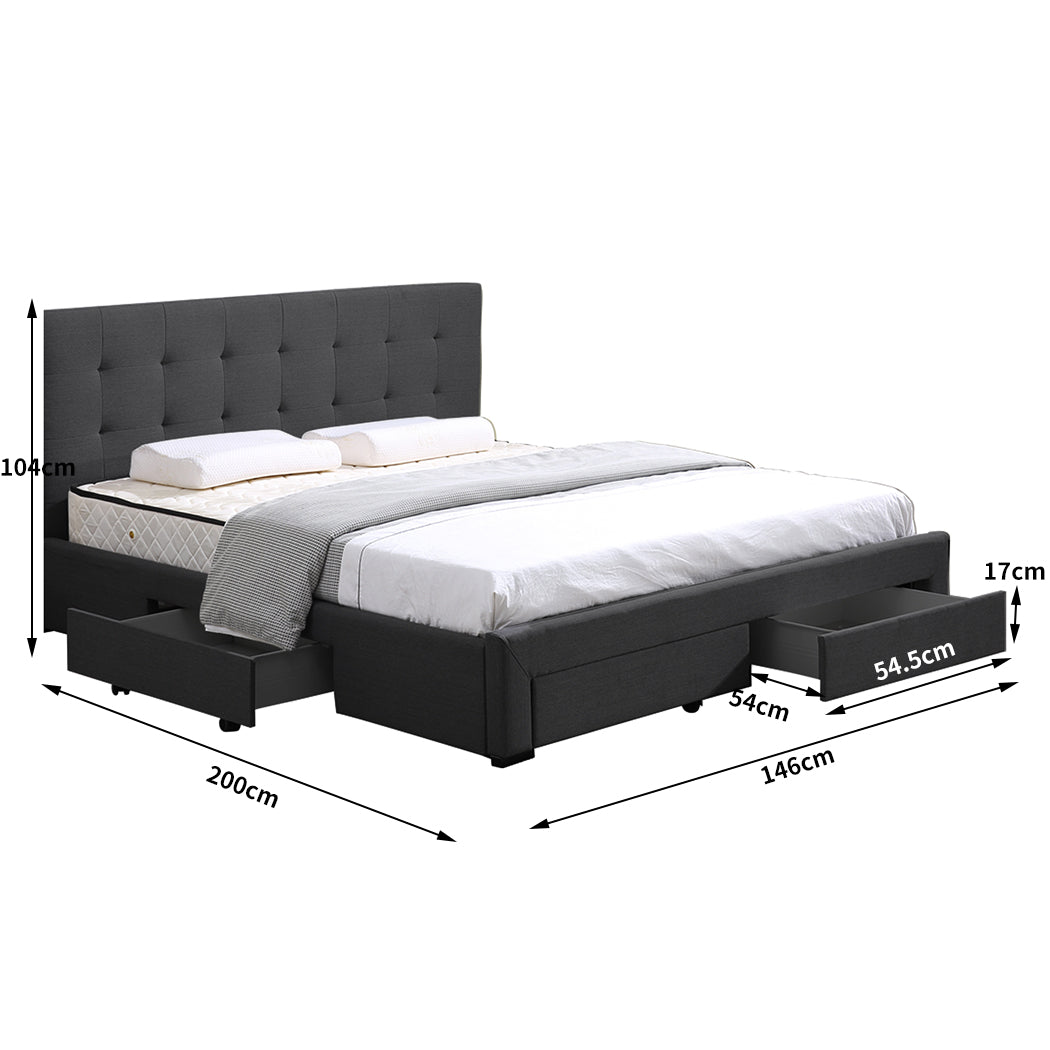 Double Fabric Bed Frame with Storage 