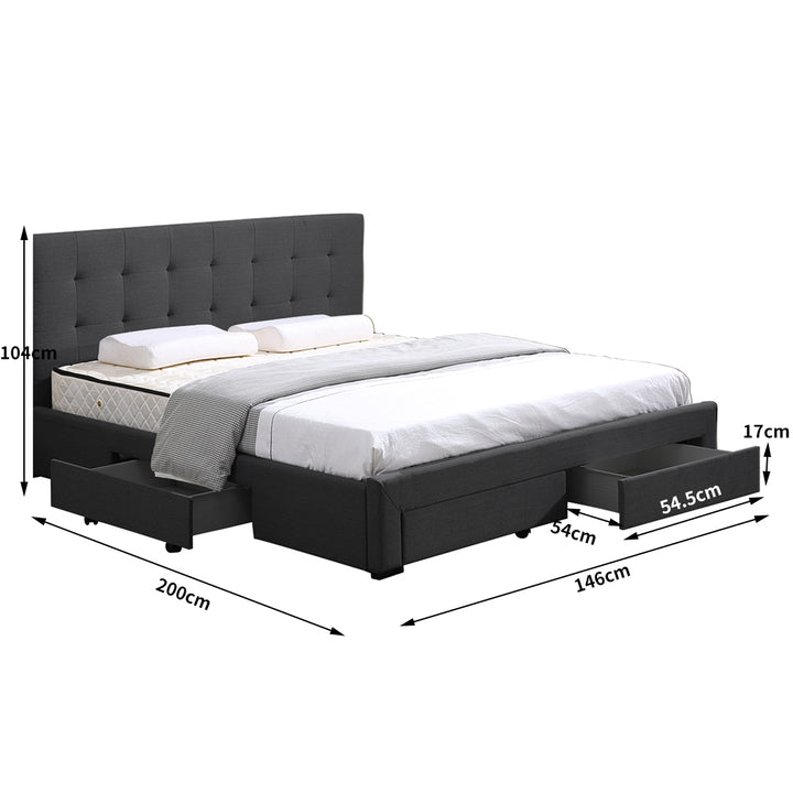 Double Fabric Bed Frame with Storage 