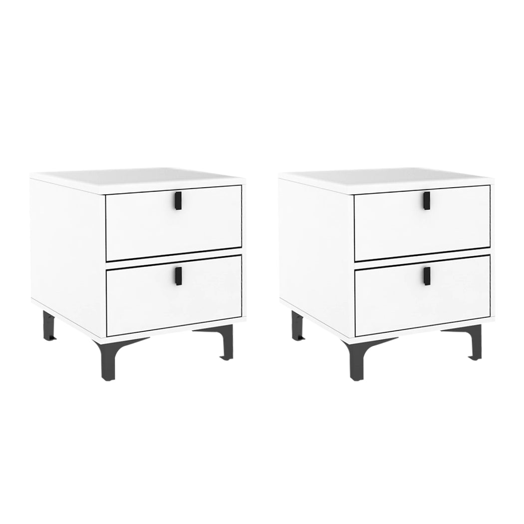 Drawer Storage Bedside Table – Set of 2 white