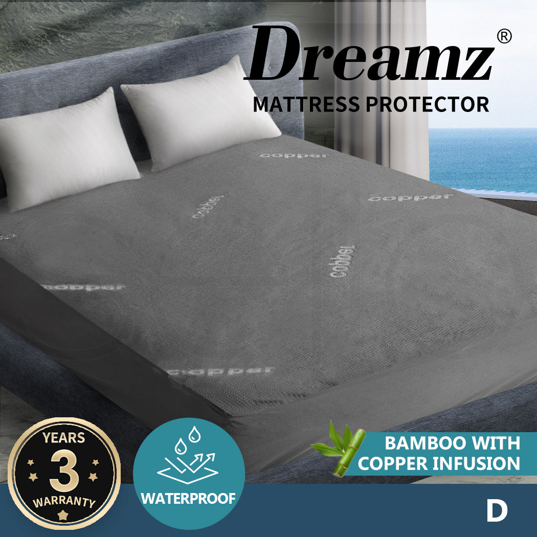 Dreamz Pillowtop Bamboo Mattress Protector on mattress