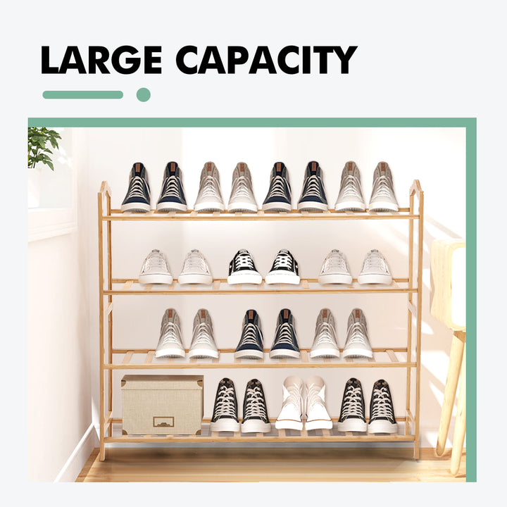 Bamboo Shoe Rack Storage Wooden Organizer Shelf Stand 4 Tiers Layers 90cm