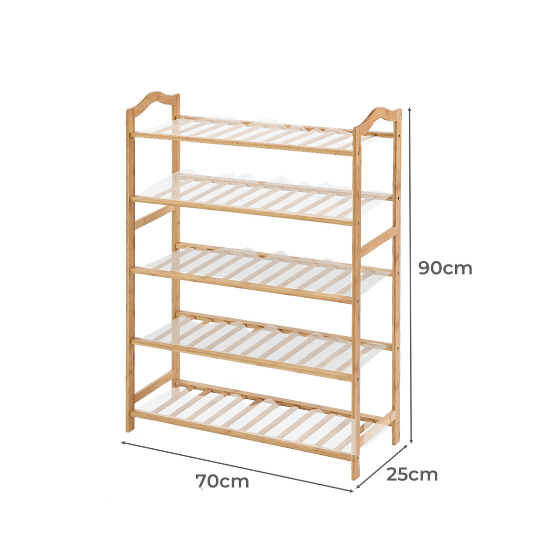 Bamboo Shoe Rack Storage - 5 Tiers Wooden Organizer