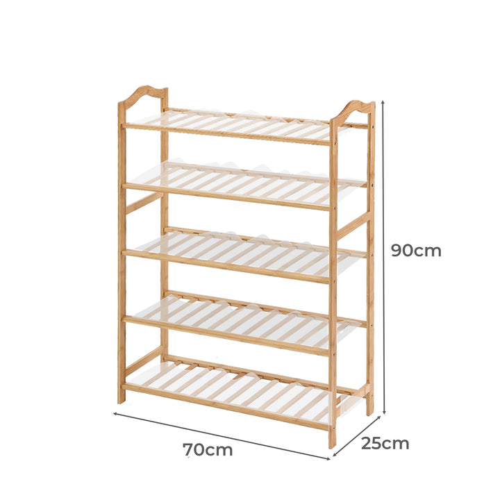 Bamboo Shoe Rack Storage - 5 Tiers Wooden Organizer