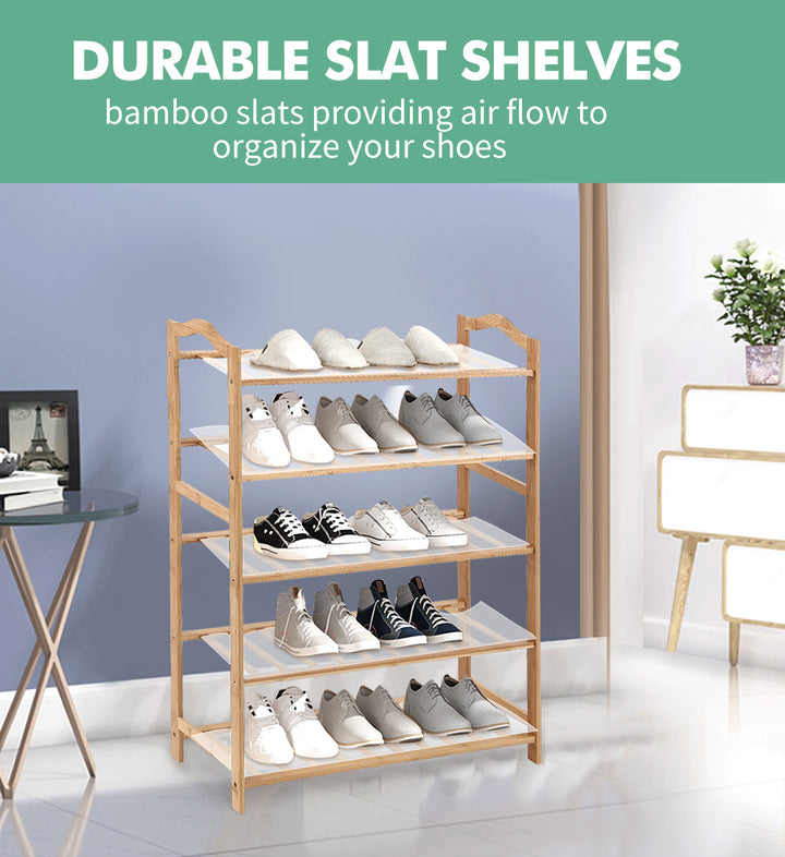 Levede 2x Bamboo Shoe Rack Shoes Organizer - Levede