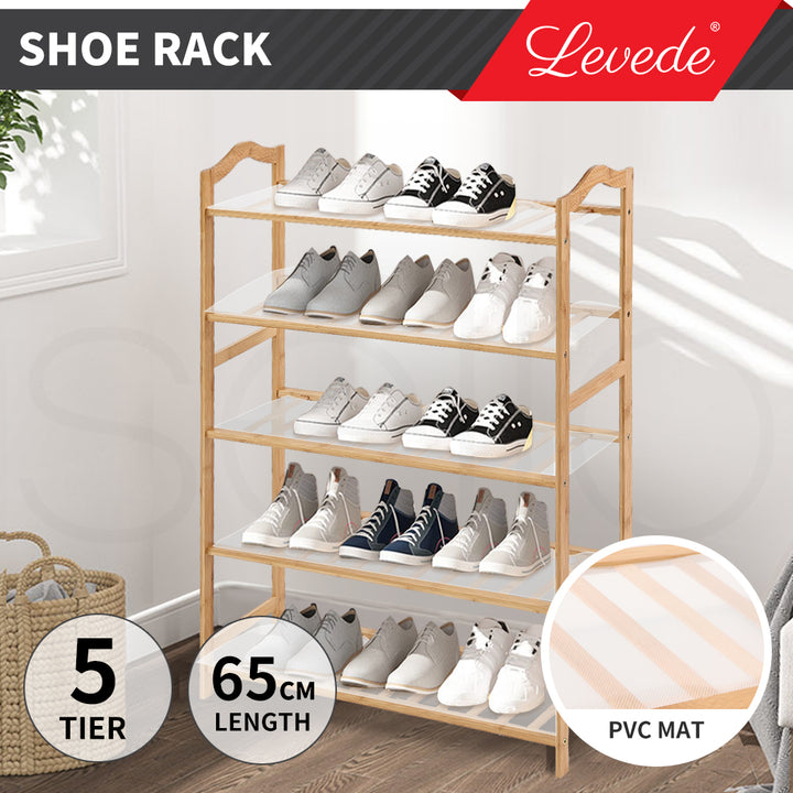 Levede 2x Bamboo Shoe Rack Shoes Organizer - Levede