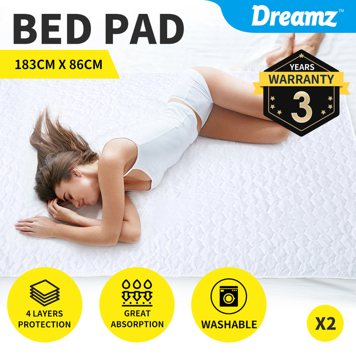 2x Bed Pad Waterproof Bed Protector - Levede