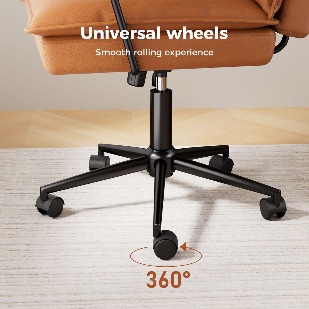Levede Ergonomic Office Chair PU Executive Computer Adjustable Swivel Brown 