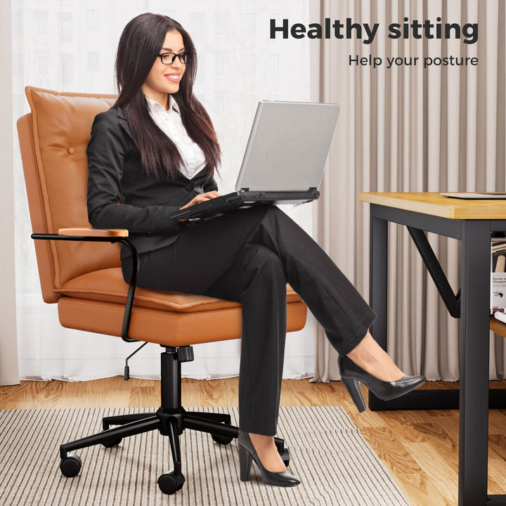Levede Ergonomic Office Chair PU Executive Computer Adjustable Swivel Brown 