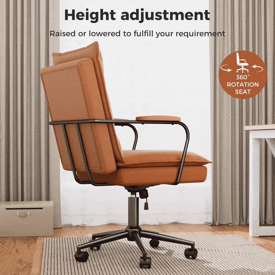 Levede Ergonomic Office Chair PU Executive Computer Adjustable Swivel Brown 