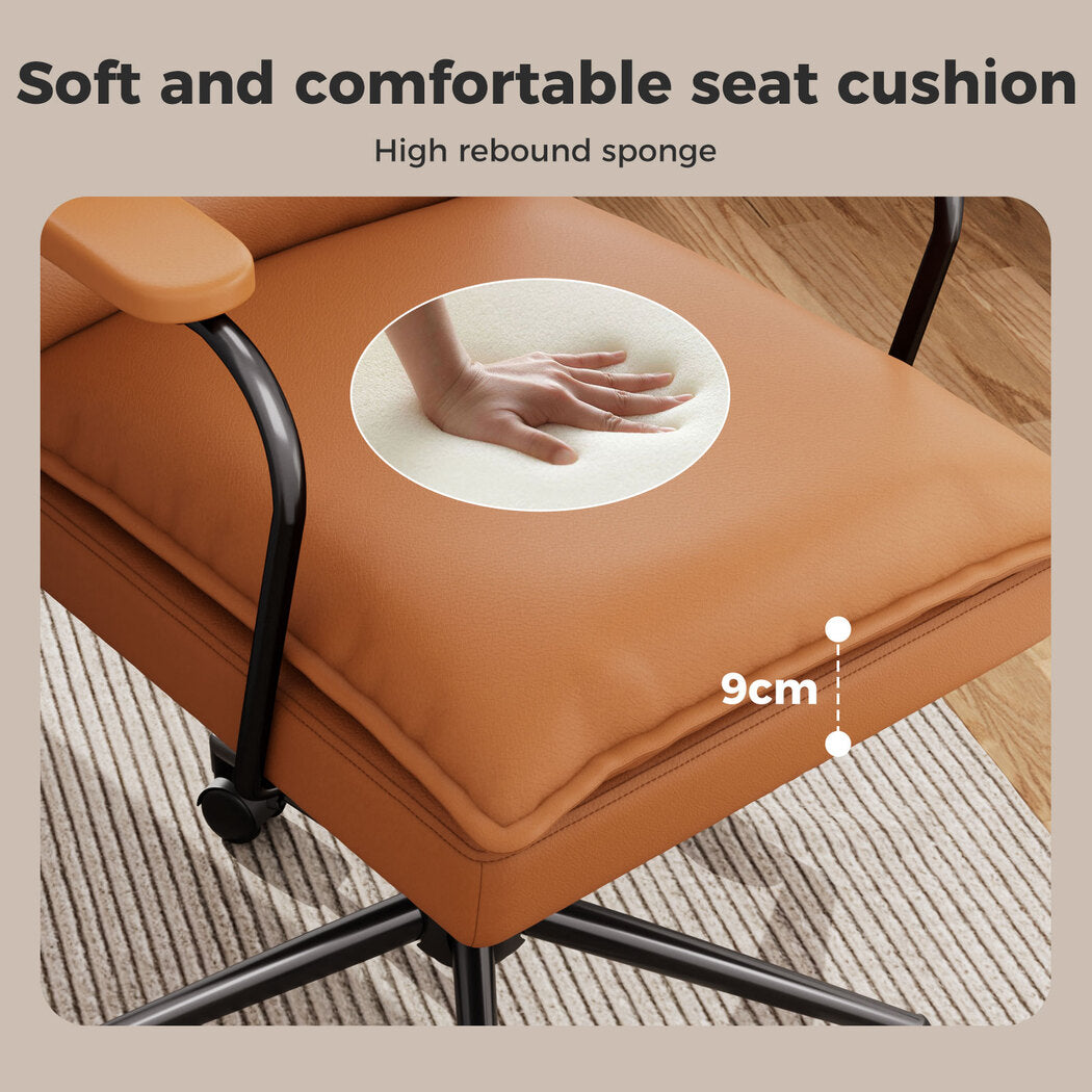 Levede Ergonomic Office Chair PU Executive Computer Adjustable Swivel Brown 