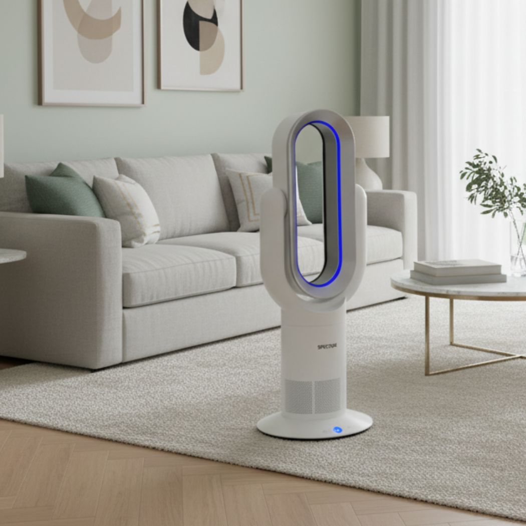 Spector Bladeless Electric Fan Cooler Heater Air Cool Sleep Timer All Season Use