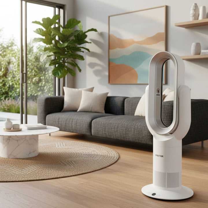 Spector Bladeless Electric Fan Cooler Heater Air Cool Sleep Timer All Season Use