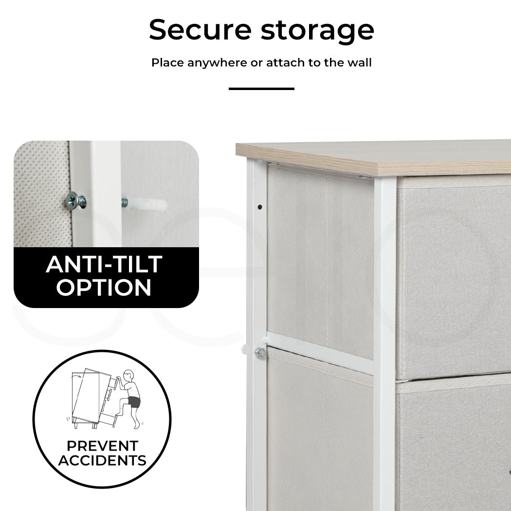 Fabric 10-Drawer Chest of Drawers Tower Top